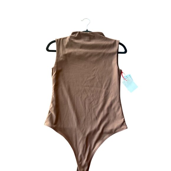 Open Edit Brown Sleeveless Mock Neck Bodysuit Womens S Nordstrom Soft Stretchy F - Picture 5 of 8